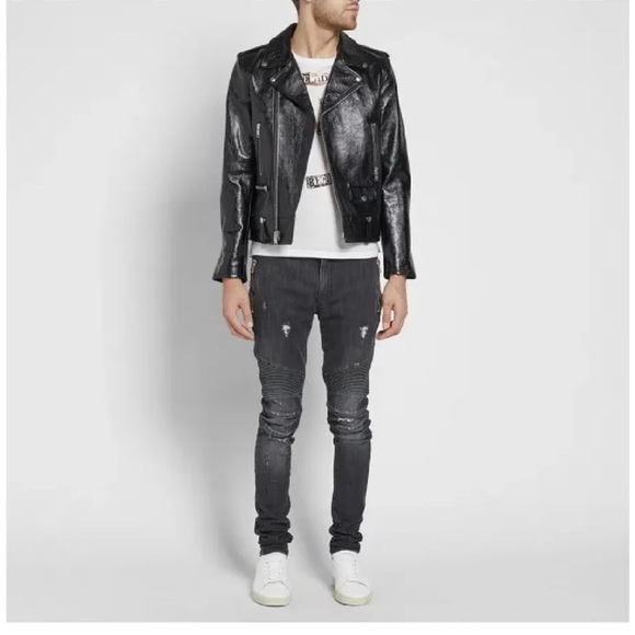 NEW Balmain Biker Distressed Skinny Jeans Size 32x36 RARE - Picture 2 of 7